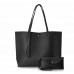 Minimalist Clean Cut Pebbled Faux Leather Tote Womens Shoulder Handbag
